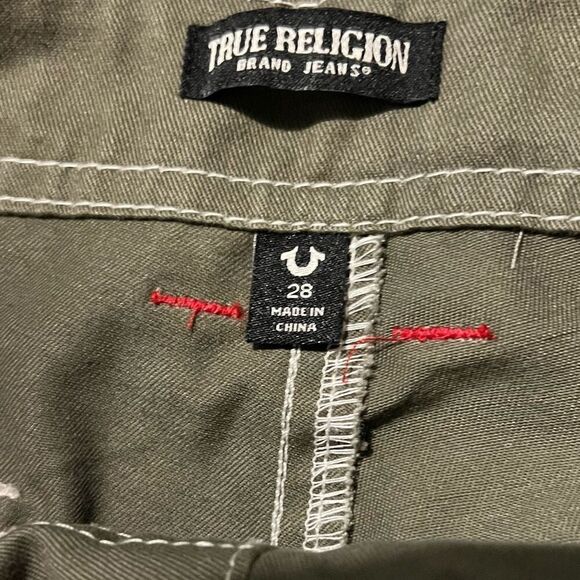 True Religion Logo Military Cargo Utility Pants 28 Bootcut Green - Picture 4 of 4